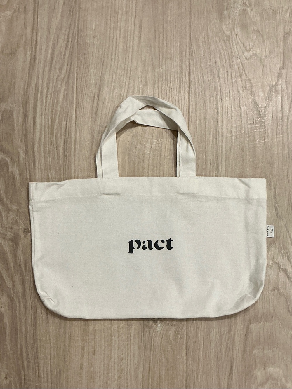 Pact Cream Canvas Tote with Black Logo and Short Handles